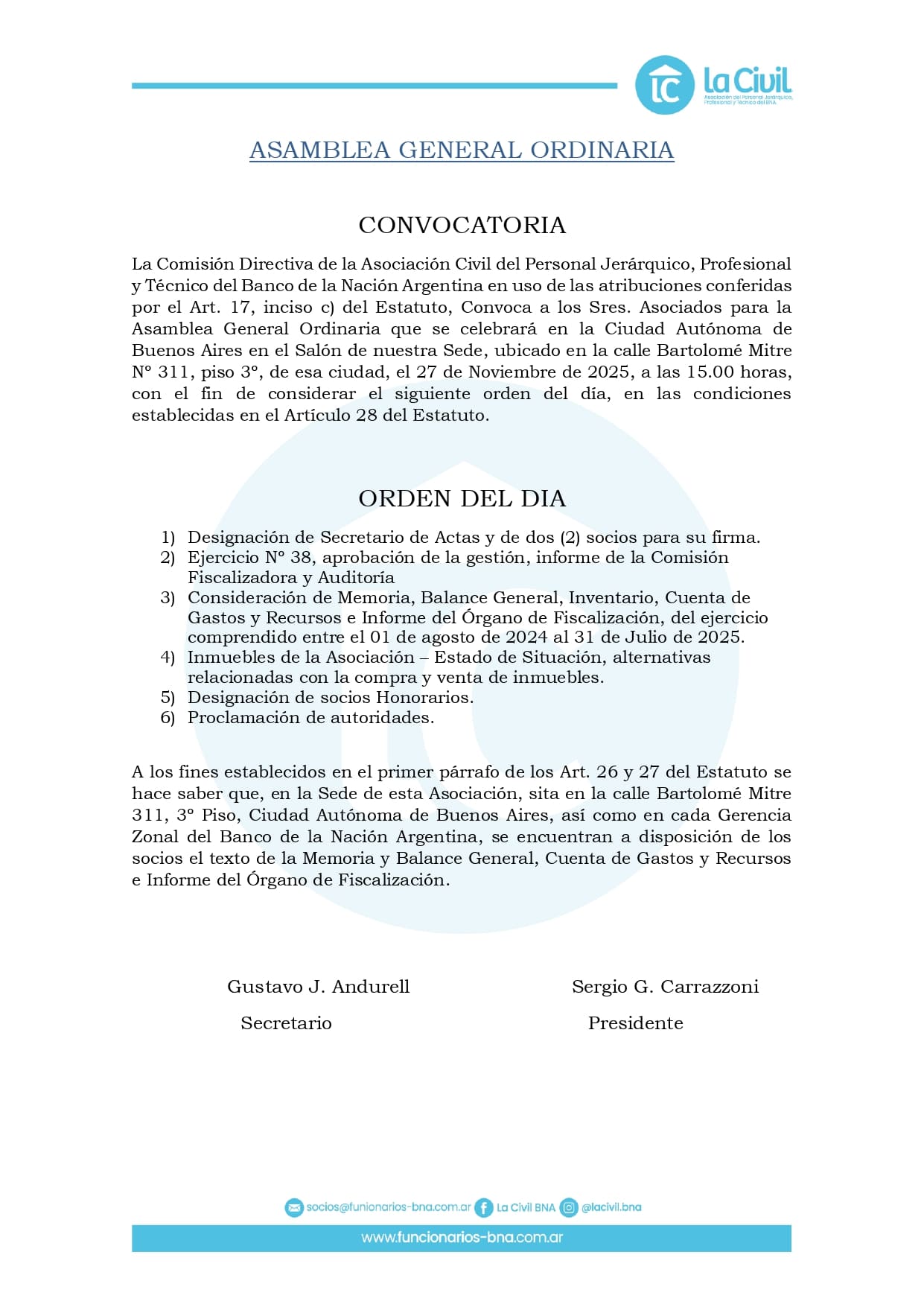 Convocatoria a Asamblea
