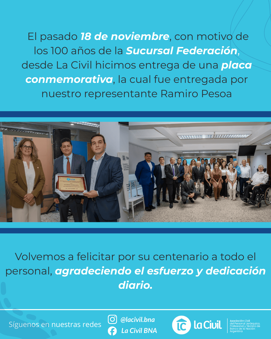 Entrega de placa a Suc. Federación